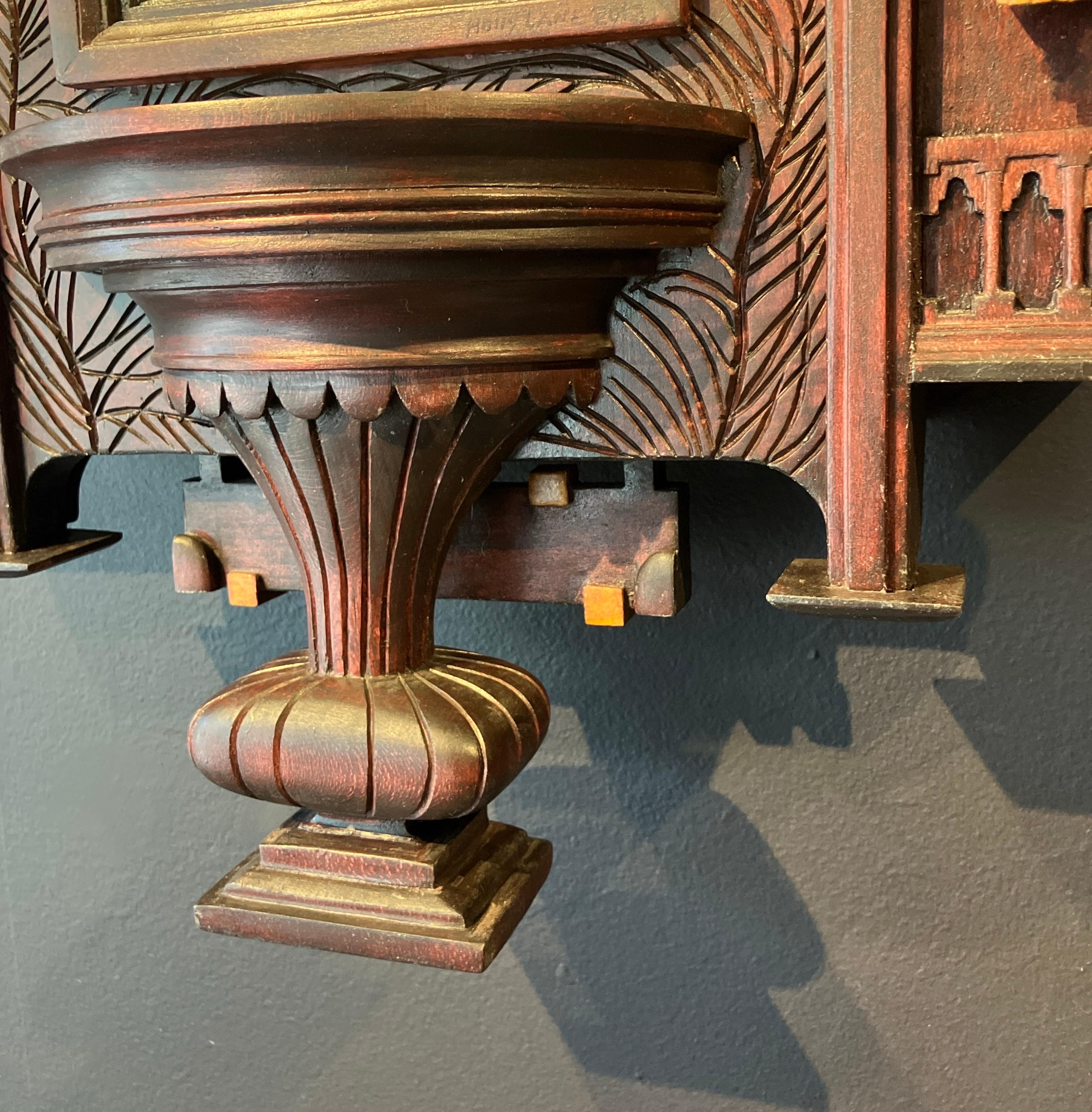 Legno intagliato a mano, scultura assemblata, paesaggio, applique, Holly Lane's in vendita 7