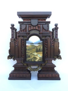 Hand Carved Wood, Assembled Sculpture, Landscape, Wall Hanging, Holly Lane