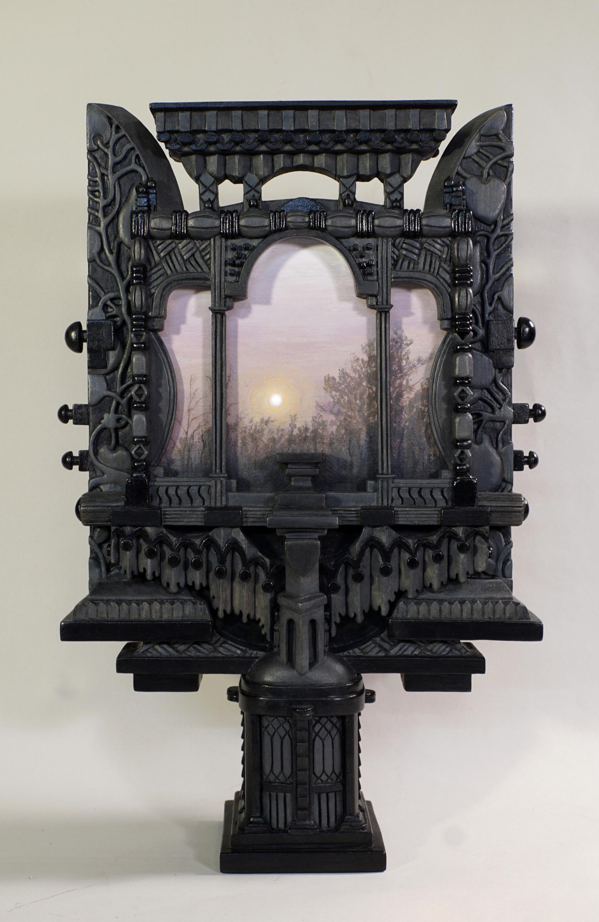Hand Carved Wood, Assembled Sculpture, Landscape, Wall Hanging, Holly Lane