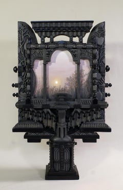 Hand Carved Wood, Assembled Sculpture, Landscape, Wall Hanging, Holly Lane