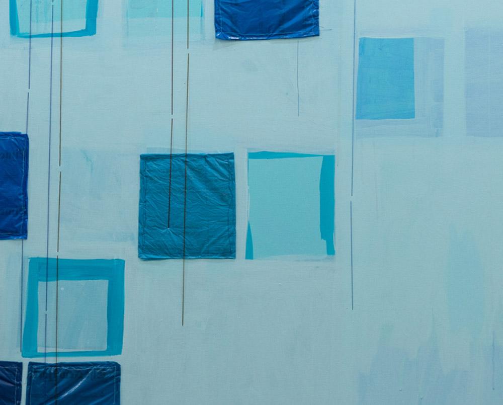 The Times (Abstraktes Gemälde) (Blau), Abstract Painting, von Holly Miller