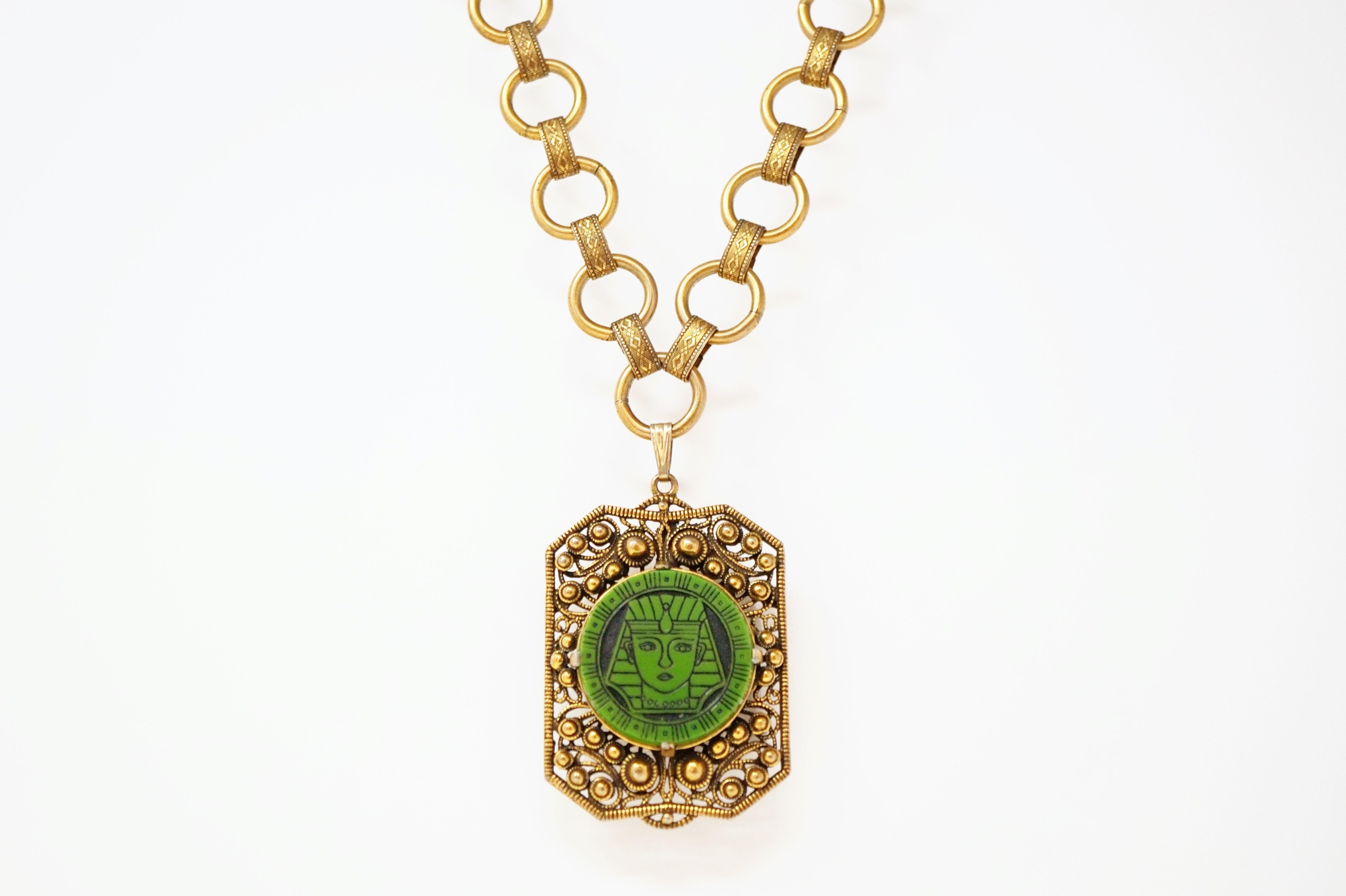 Hollycraft Collier de bijoux fantaisie néo-égyptien surdimensionné, années 1960 en vente 8