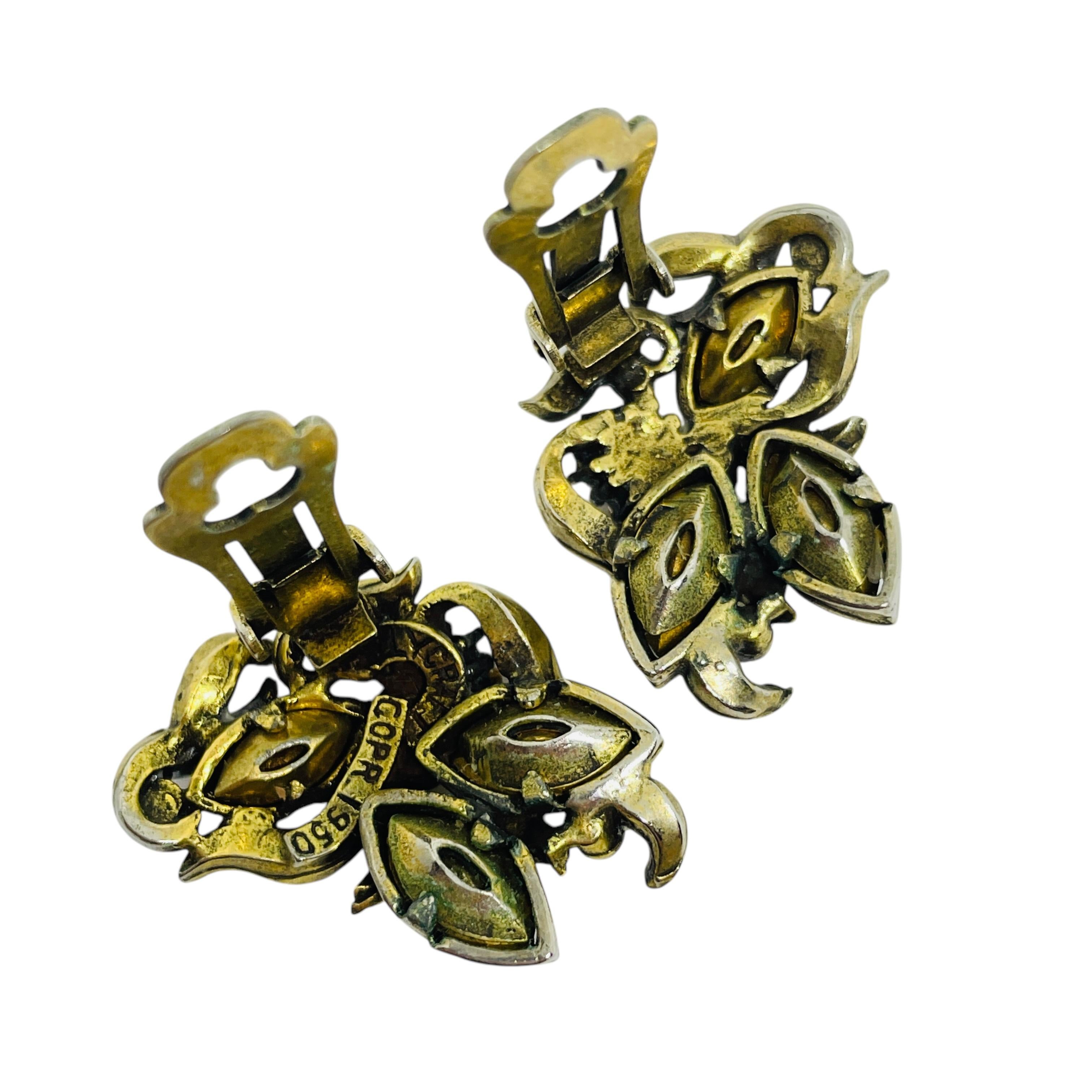 HOLLYCRAFT signiert Vintage Gold Ton Amethyst Strass Halskette Ohrringe Set im Angebot 2