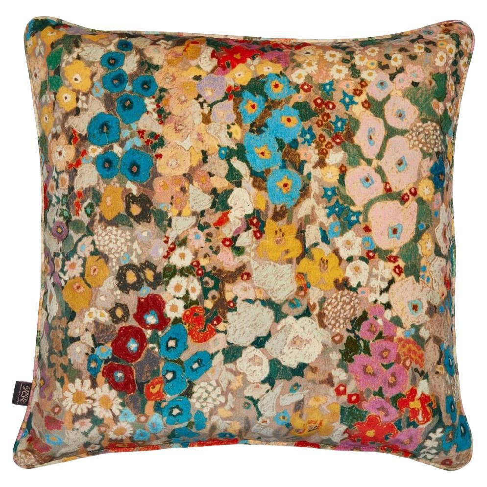 HOLLYHOCKS Large Velvet Cushion - Autumn For Sale