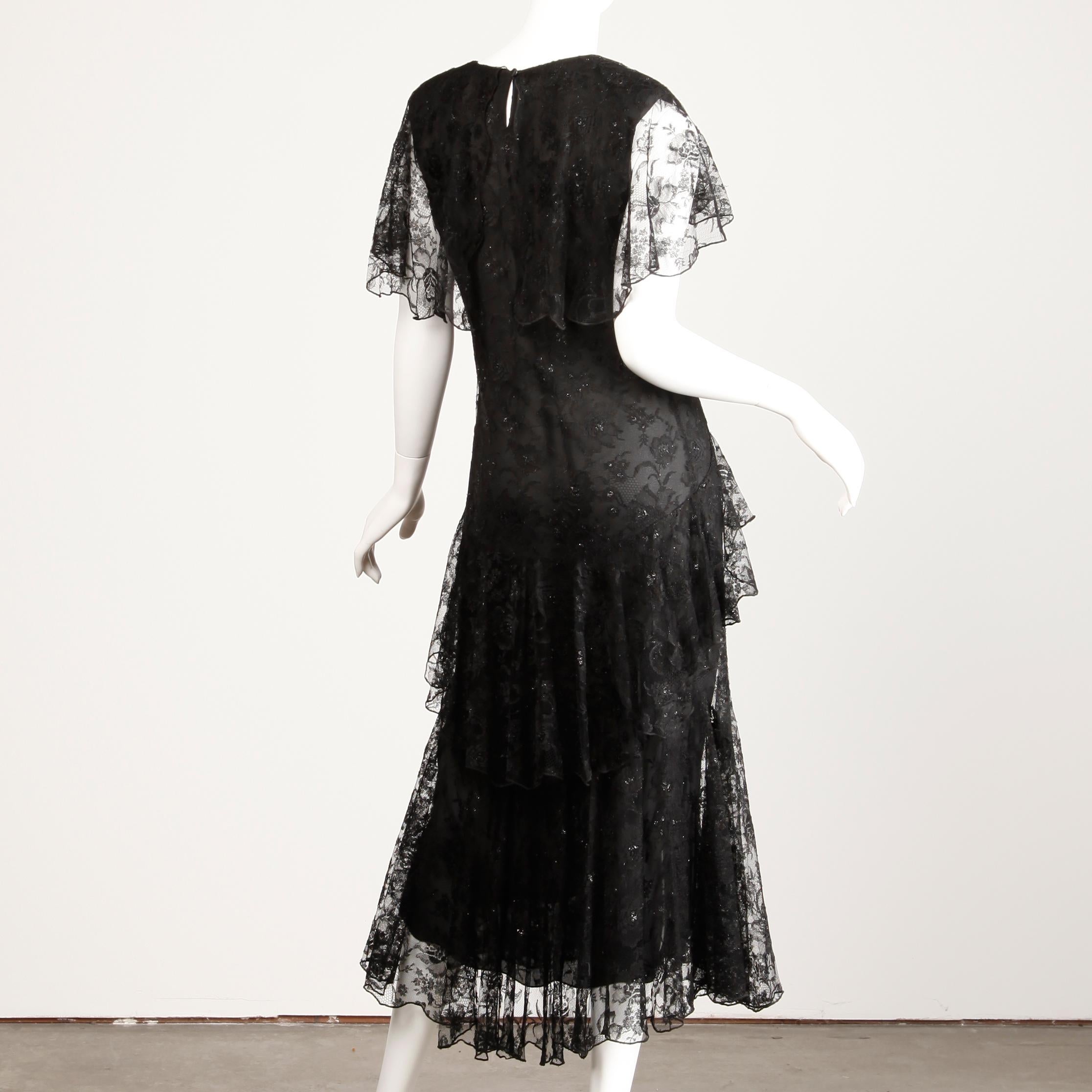 Holly's Harp Vintage Black Lace Flapper Dress 1