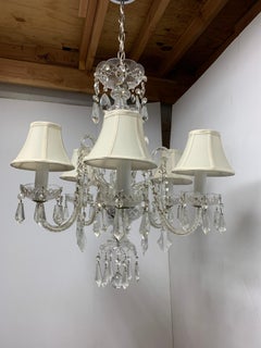 Vintage Hollywood 5-Arm Crystal Chandelier