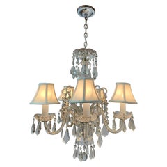 Vintage Hollywood 5-Arm Crystal Chandelier