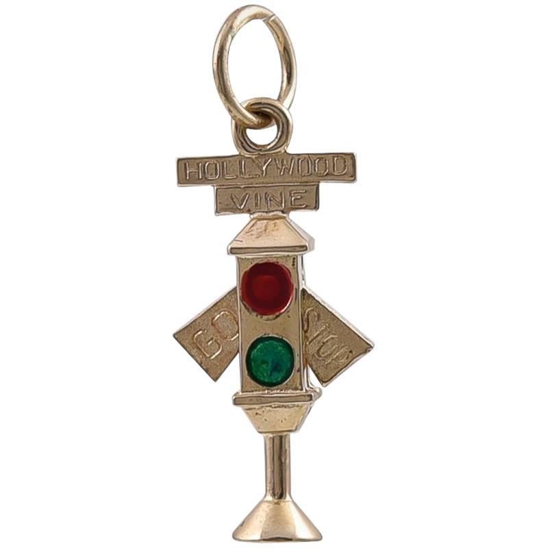 Hollywood and Vine Gold Stoplight Charm For Sale
