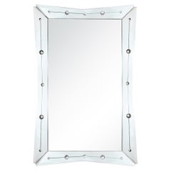 Hollywood Art Deco Atomic Mirror with Beveled Edges & Reverse Etched Detailing