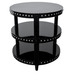 Table à tambour en laque noire Hollywood Glam