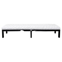 Hollywood Glam White Faux Leather Tufted Bench