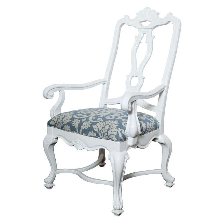 Hollywood Glam White Lacquered Armchair For Sale