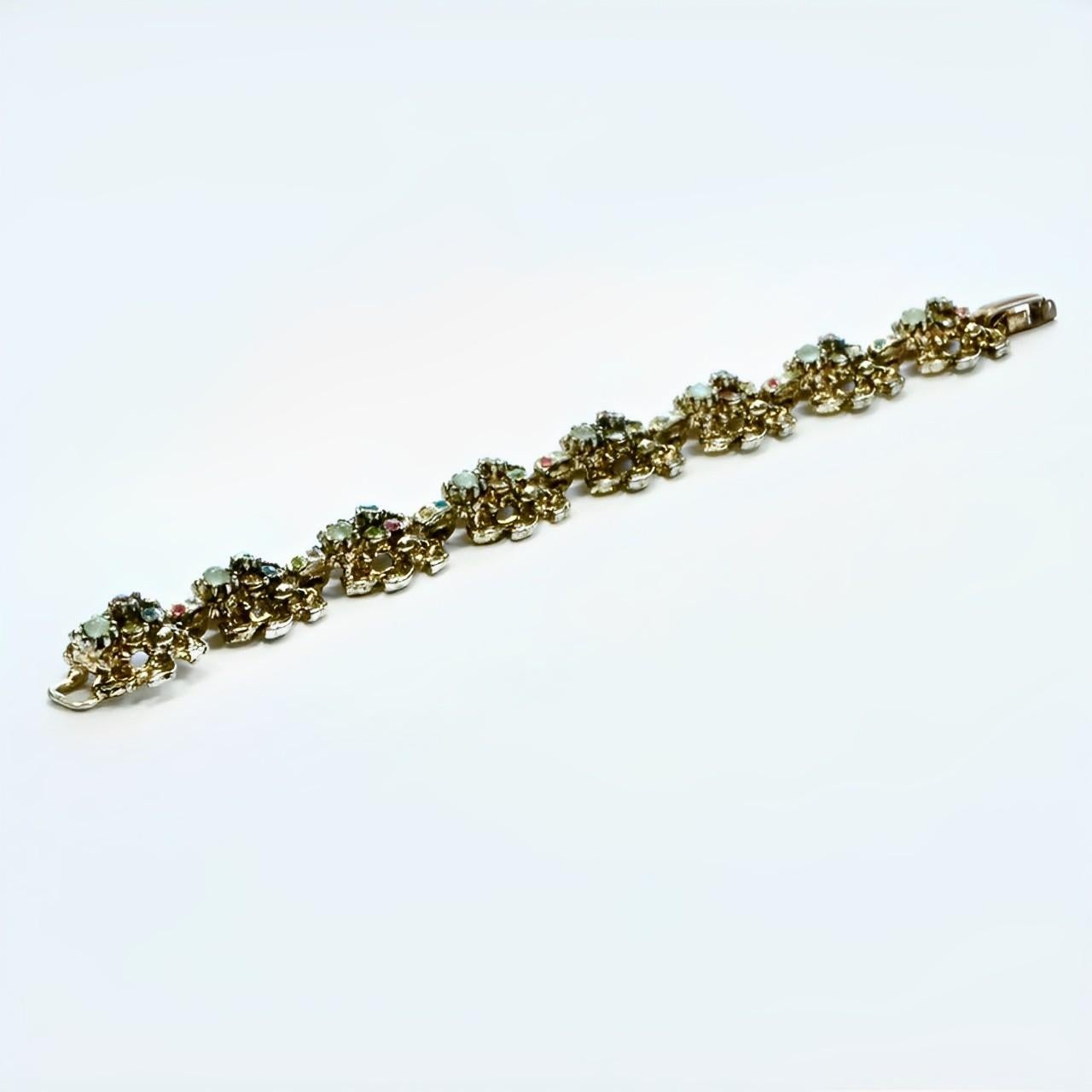 Bracelet Hollywood en plaqué or et émail noir avec strass multicolores Bon état - En vente à London, GB