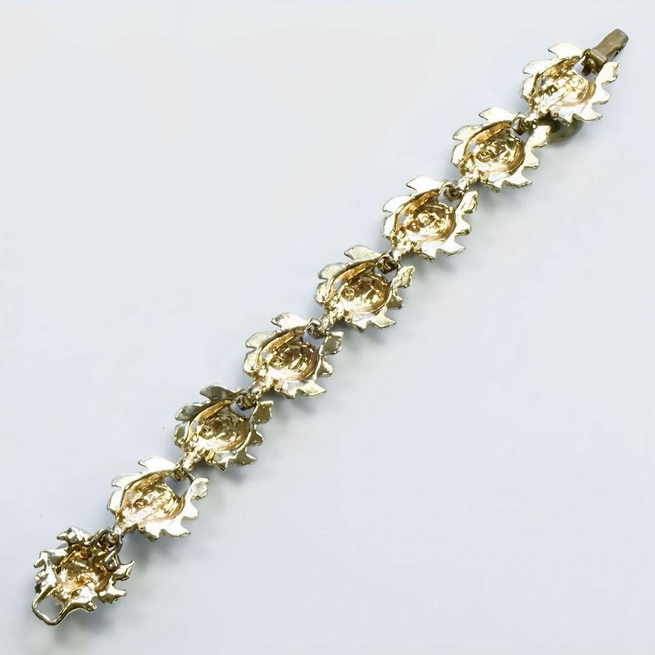 Bracelet Hollywood en plaqué or et émail noir avec strass multicolores Unisexe en vente