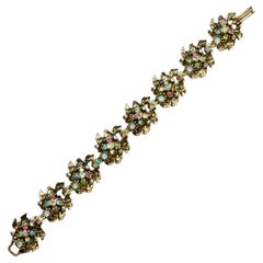 Bracelet Hollywood en plaqué or et émail noir avec strass multicolores