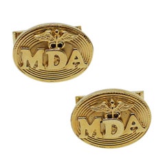 Hollywood Icon Jerry Lewis Owned and Worn Gold Tone MDA Telethon Cufflinks