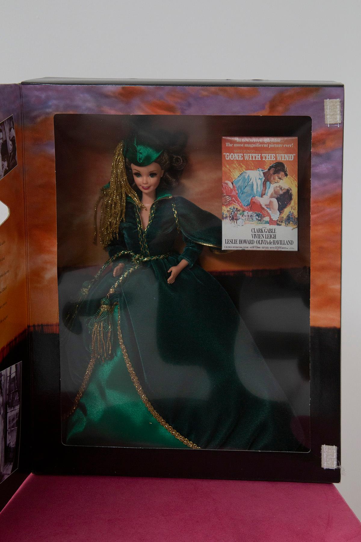 Italian Hollywood Legends Collection Barbie Doll Scarlett O'Hara in Green Drapery Dress For Sale