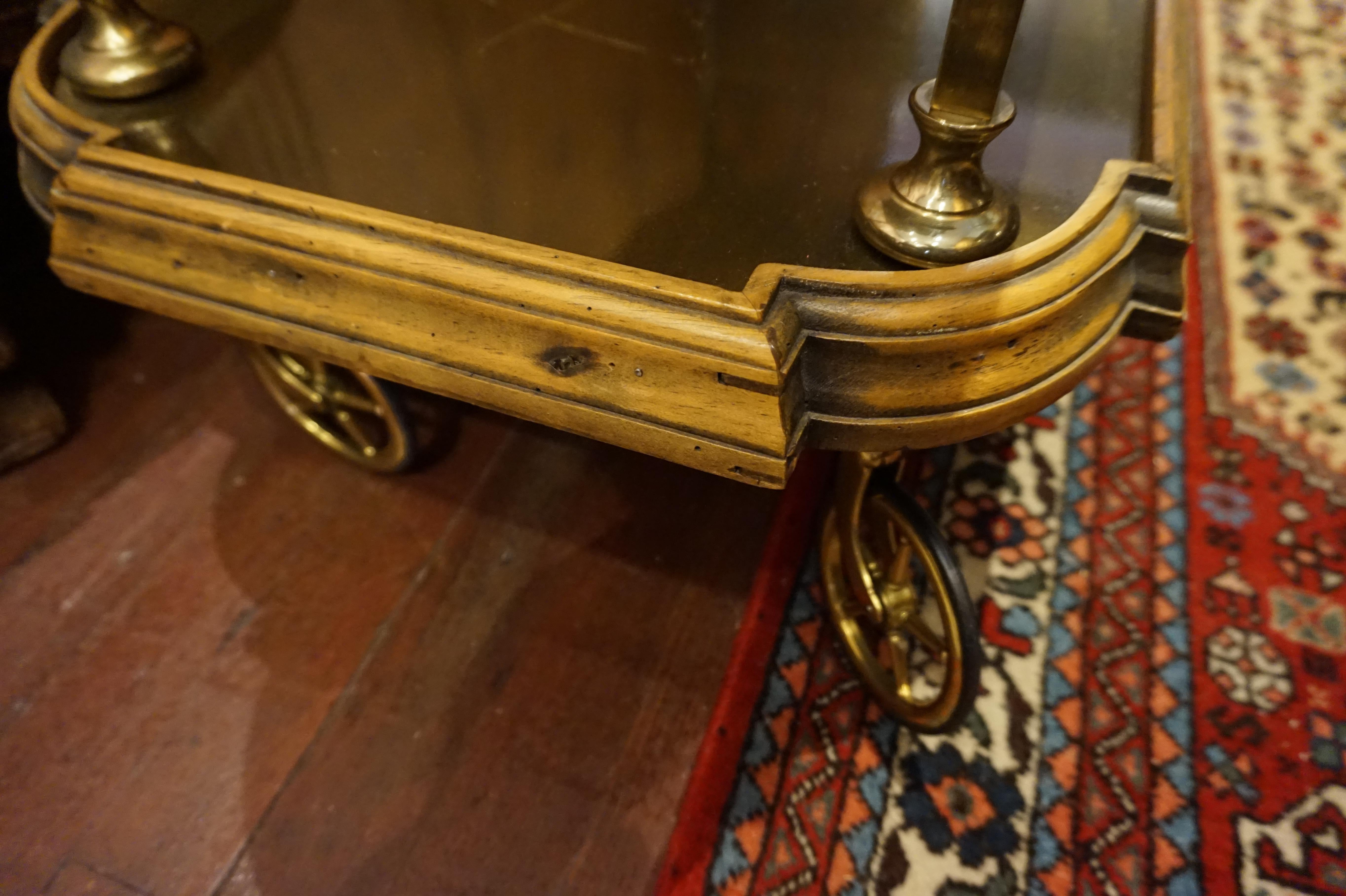 Brass Hollywood Midcentury Regency Revival Tea Trolley Bar Wagon, Italy