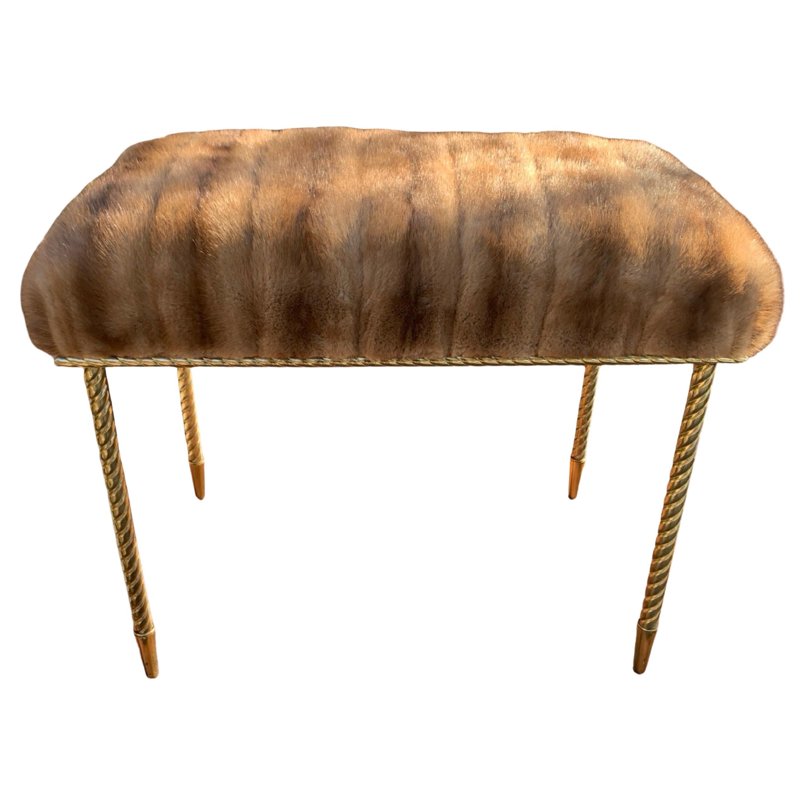 Hollywood Mogul Provenance 22KT Gold Plated Vanity Mink Bench CHJ Arthur Elrod in vendita