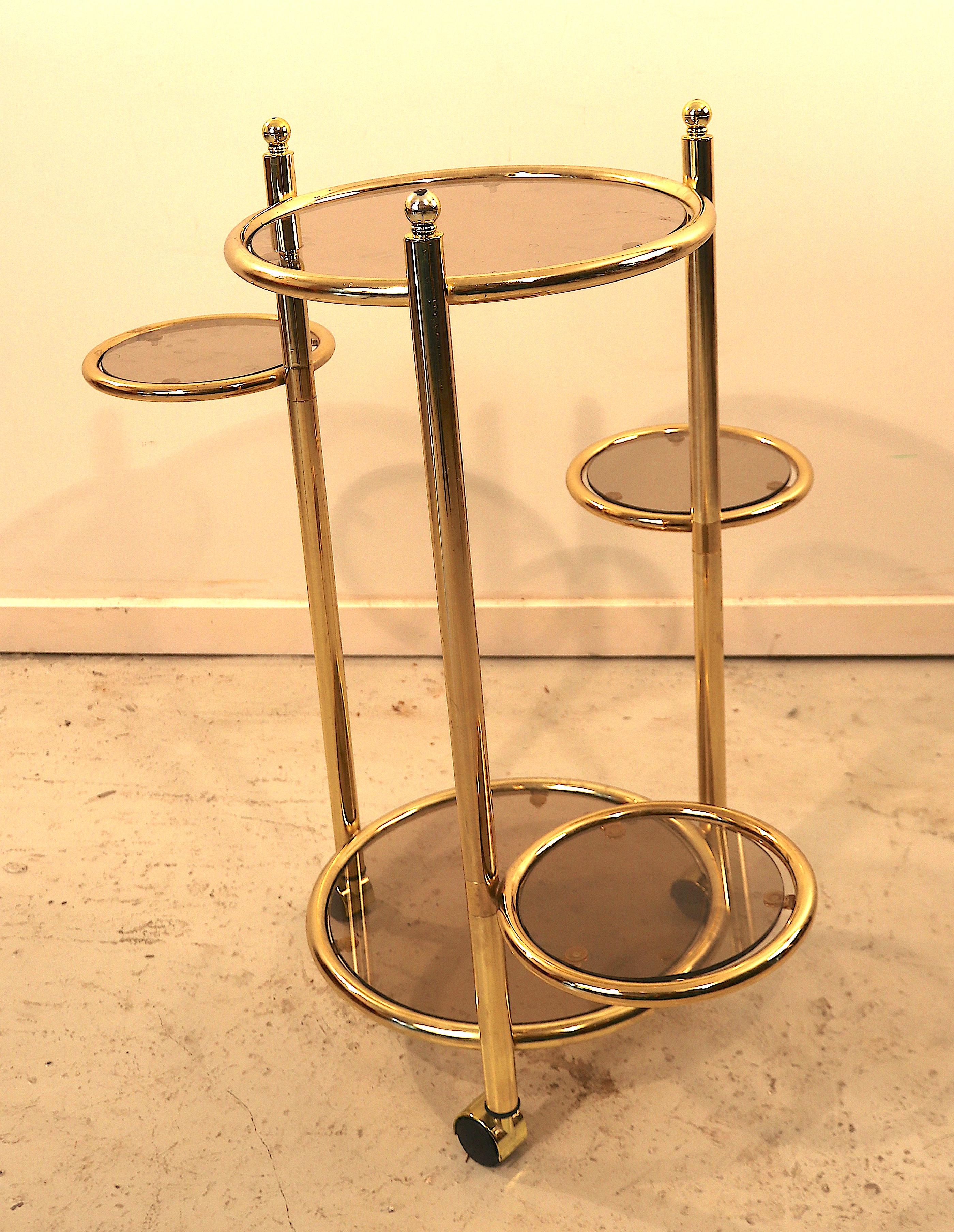 Tempered Hollywood Regency Multifunctional Side Table in the Style of Maison Jansen For Sale