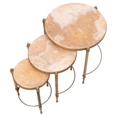 Tavolini da salotto Hollywood Recency Ottone Onice Marmo Francia