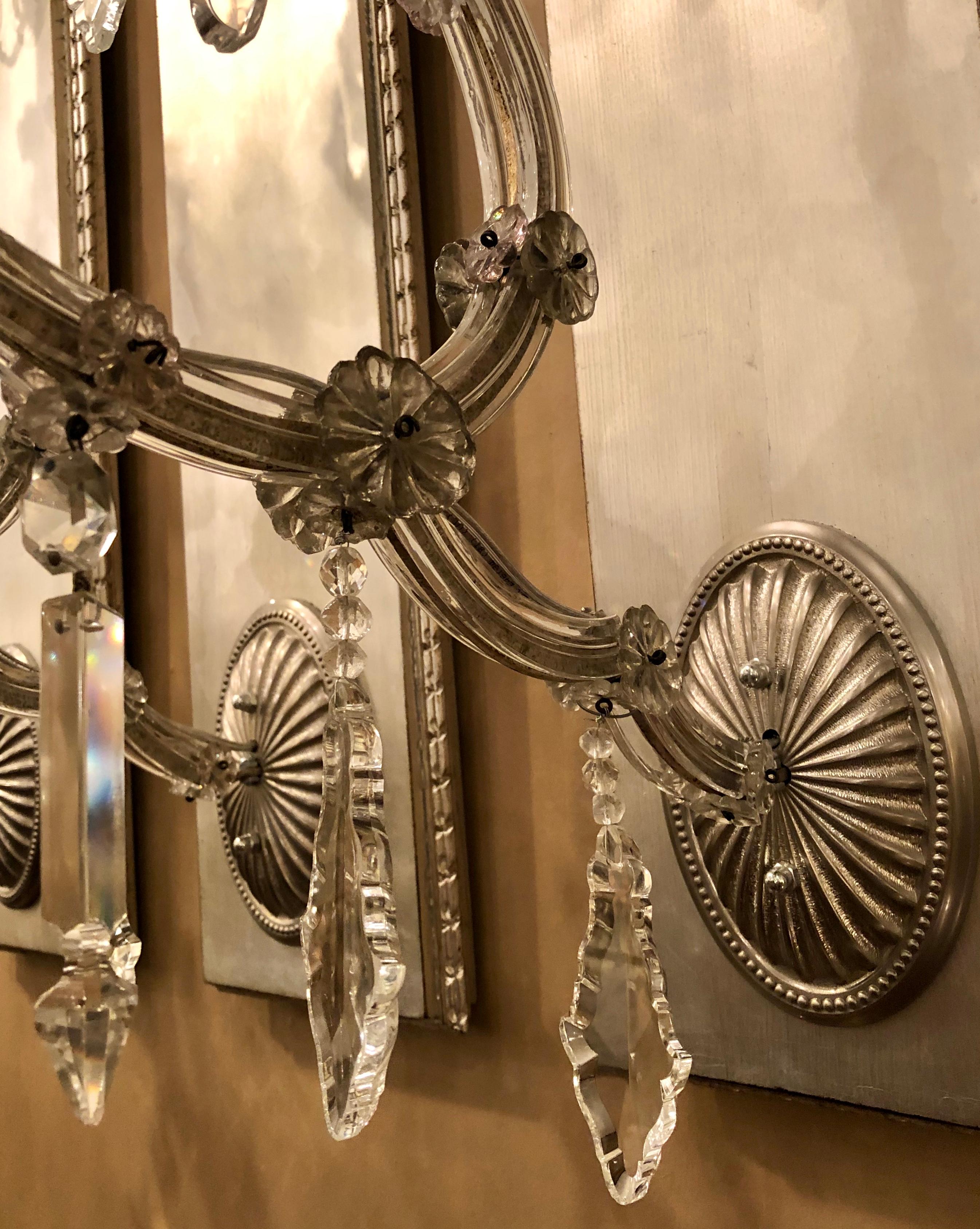Set di quattro focaccine da parete Hollywood Regency in argento dorato con cristalli in vendita 8