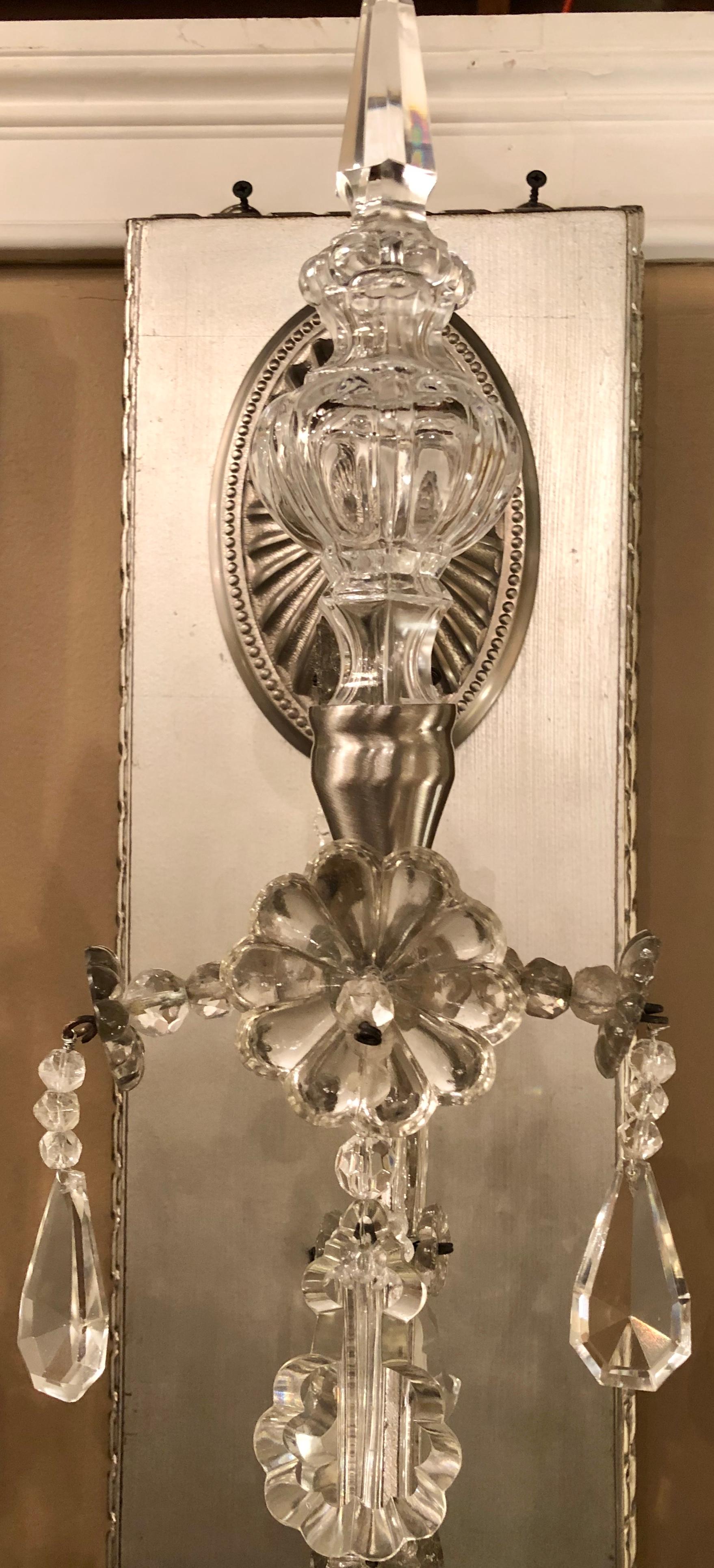 Set di quattro focaccine da parete Hollywood Regency in argento dorato con cristalli in vendita 3