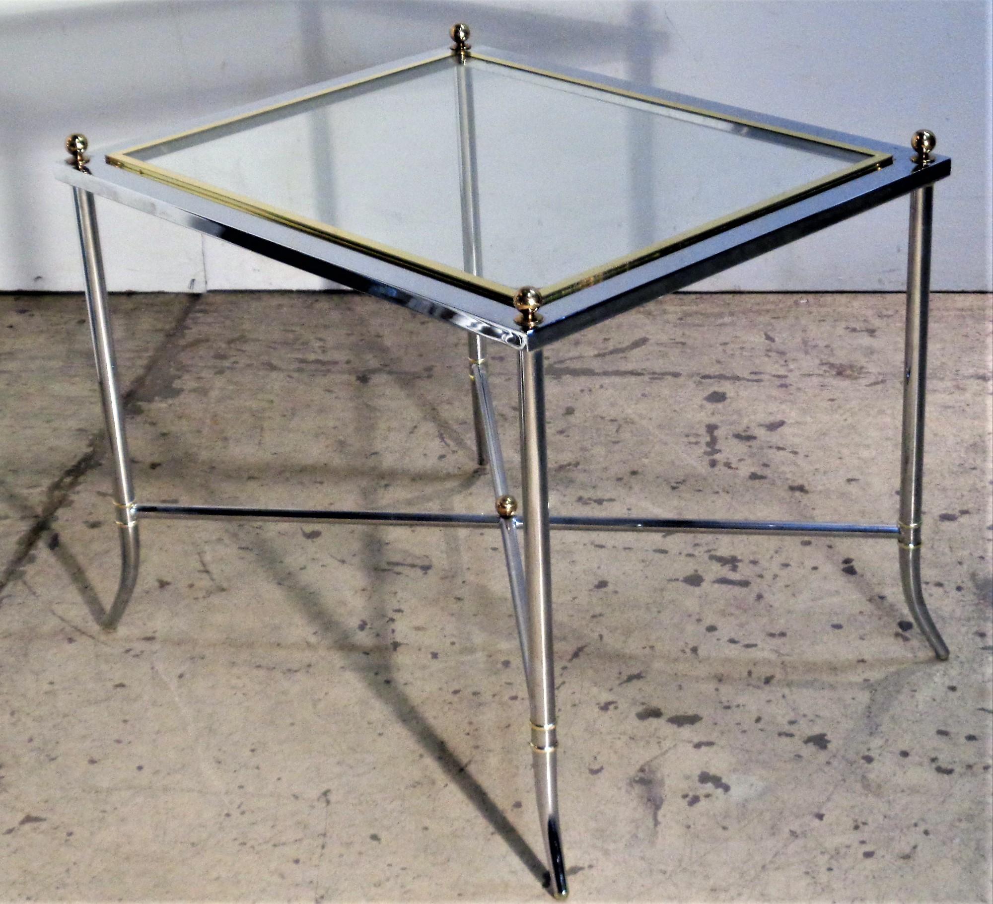 Maison Jansen Style Faux Bamboo Chrome and Brass Table For Sale 4