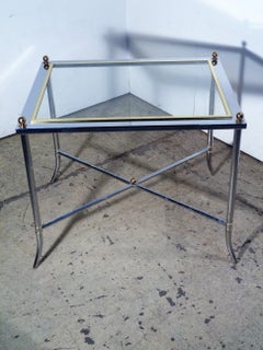 Tavolo in finto bambù, cromo e ottone della Maison Jansen