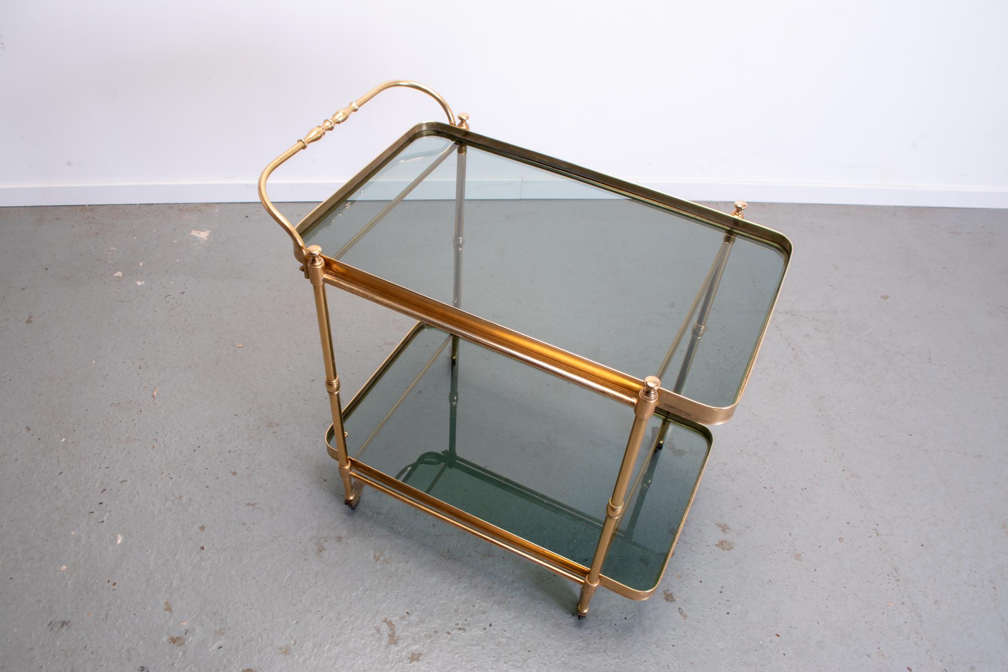 Brass Hollywood regencey drinks trolley For Sale