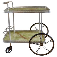 Hollywood Regency 1950's French Nickel Silver Bar Cart