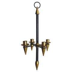 Hollywood Regency 1950s Italian Brass Hanging Candleholder Att. Gio Ponti
