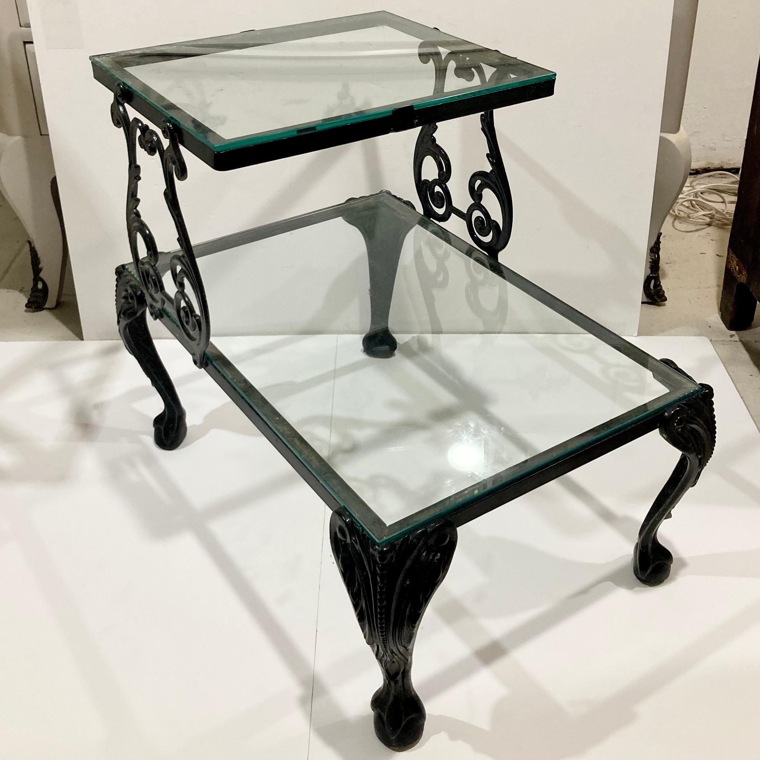American Hollywood Regency 2-Tier Patio Table For Sale