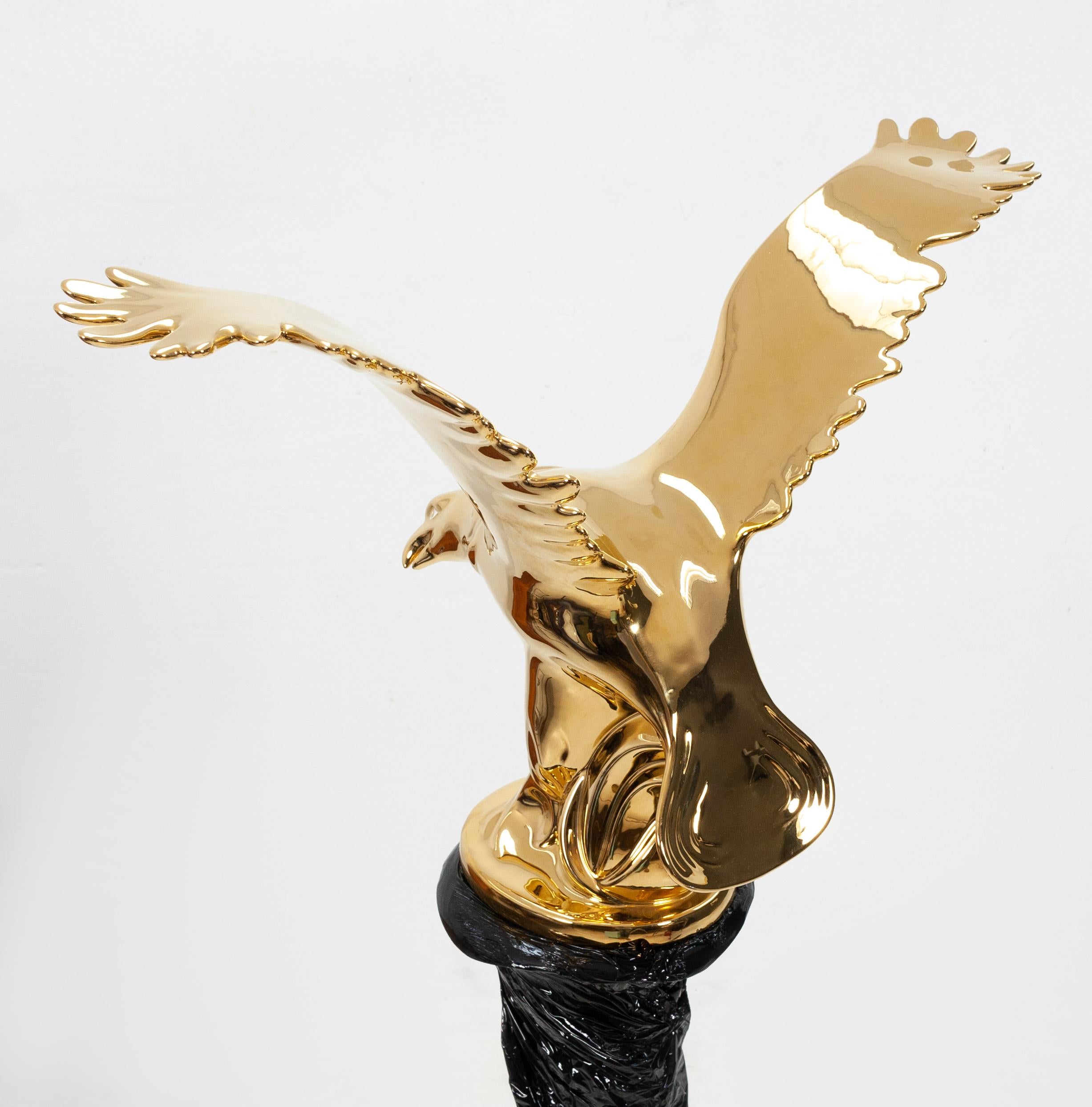 Hollywood Regency 24-Carat Gold Porcelain Eagle, Italy, 1980s 3