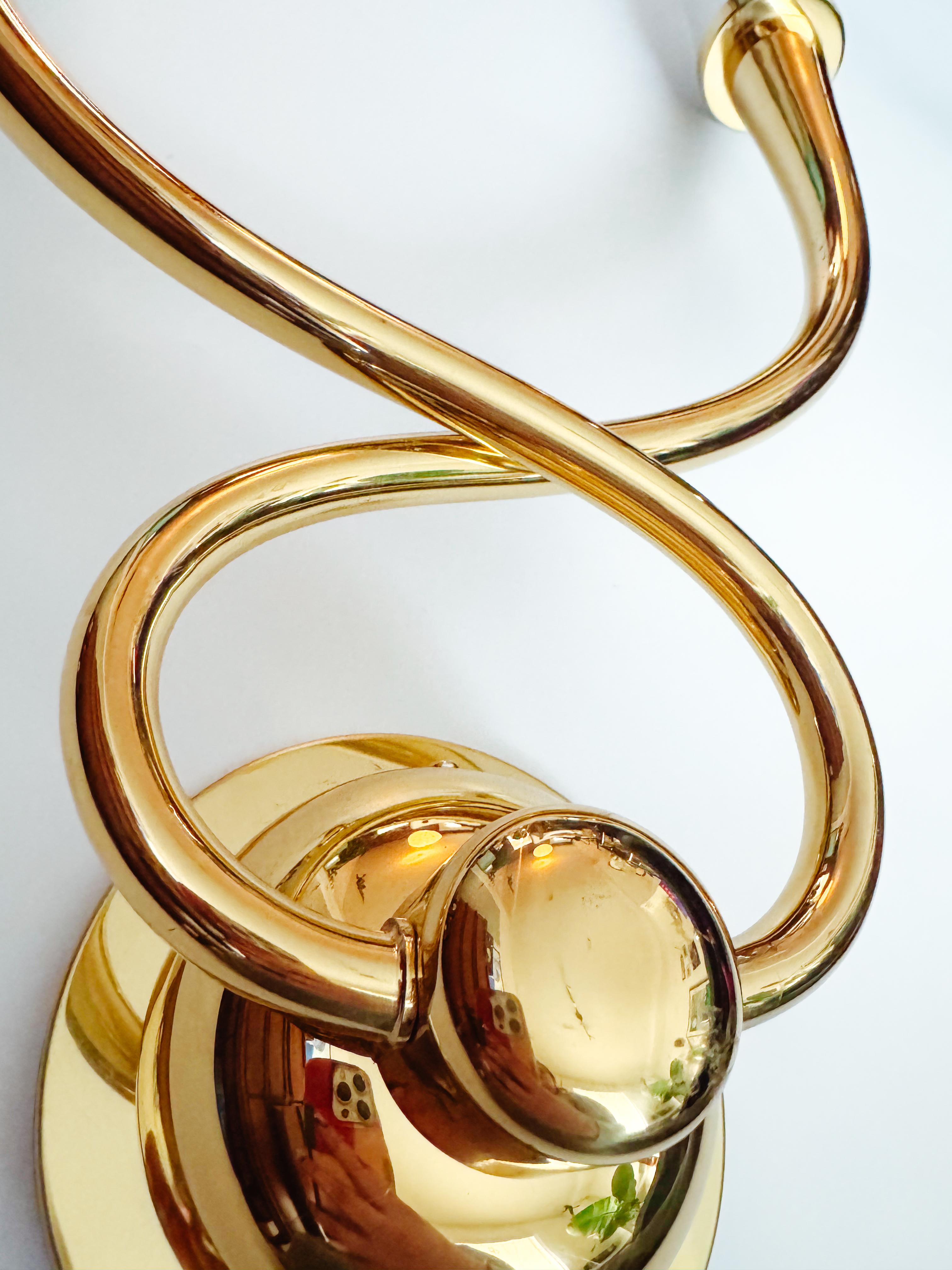 Hollywood Regency 4 Egoluce Wall Light Sconces, Brass, Glass, Italy, 1980s For Sale 3