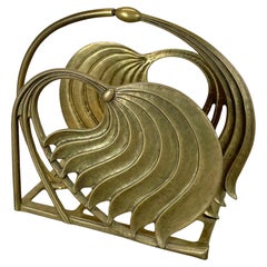 Porta riviste in ottone massiccio Hollywood Regency 4,8 kg, Italia anni '70