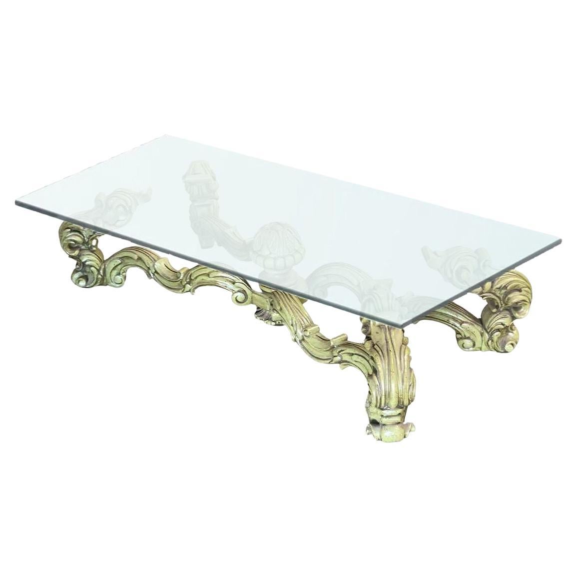 Hollywood Regency Damask Oversized Coffee Table by Thomasville For Sale