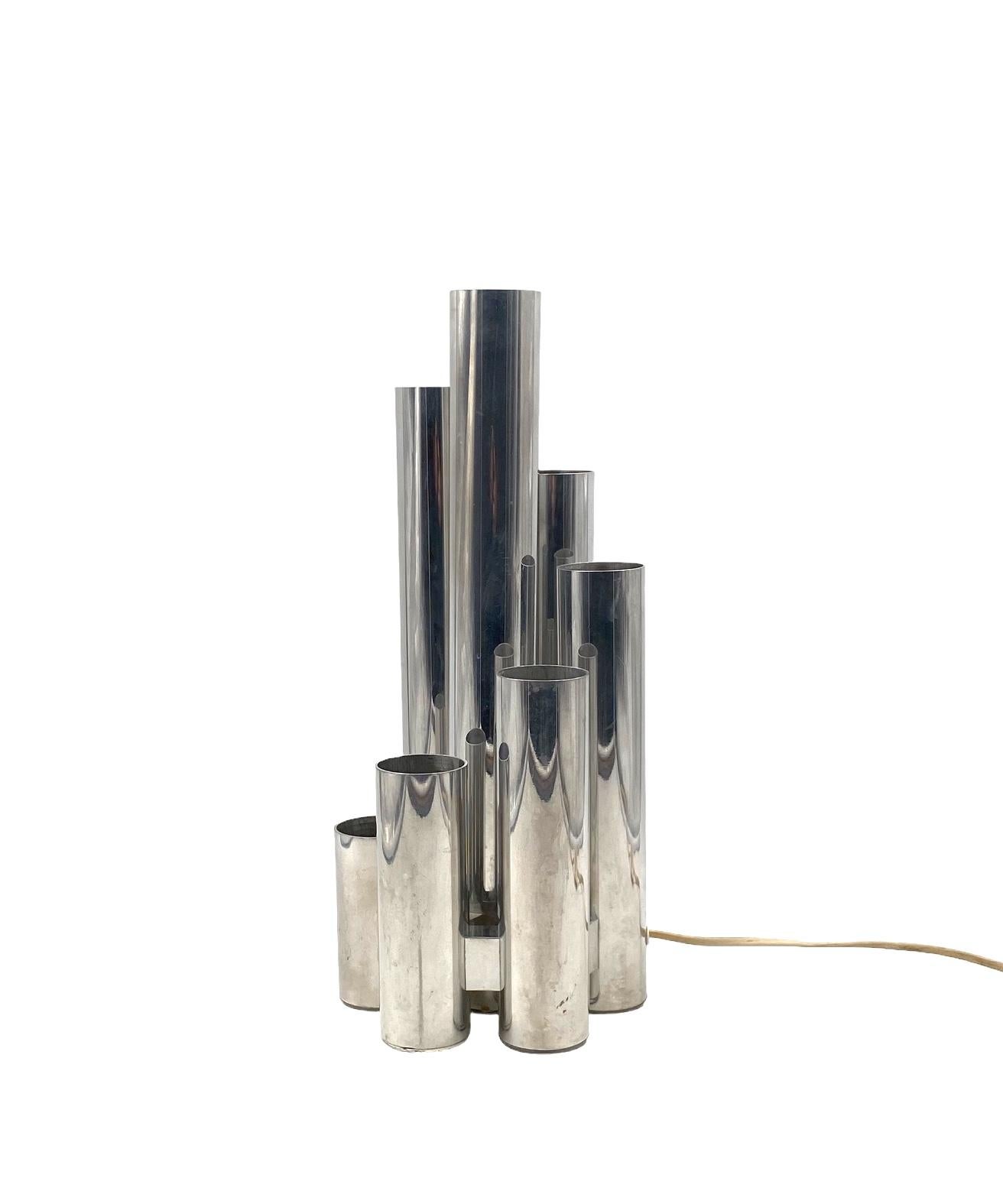Lampe de table en métal à 6 lumières Hollywood regency, Sciolari, Italie 1970 en vente 5