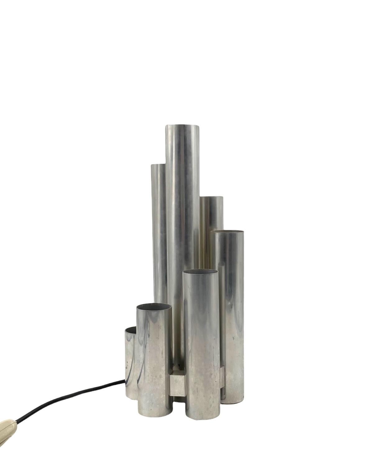 Hollywood regency 6 Lichter Metall Tischlampe, Sciolari, Italien 1970er im Angebot 6