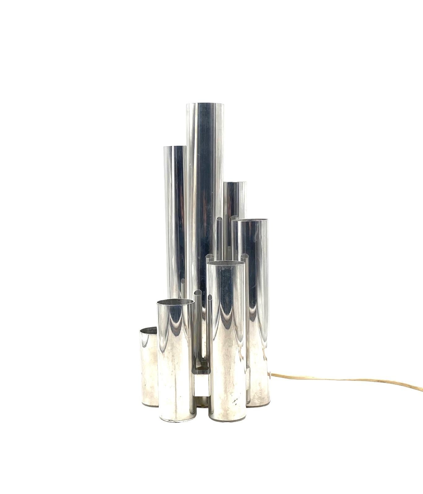Lampe de table en métal à 6 lumières Hollywood regency, Sciolari, Italie 1970 en vente 6
