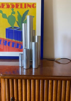 Hollywood regency 6 lights metal table lamp, Sciolari, Italy 1970s