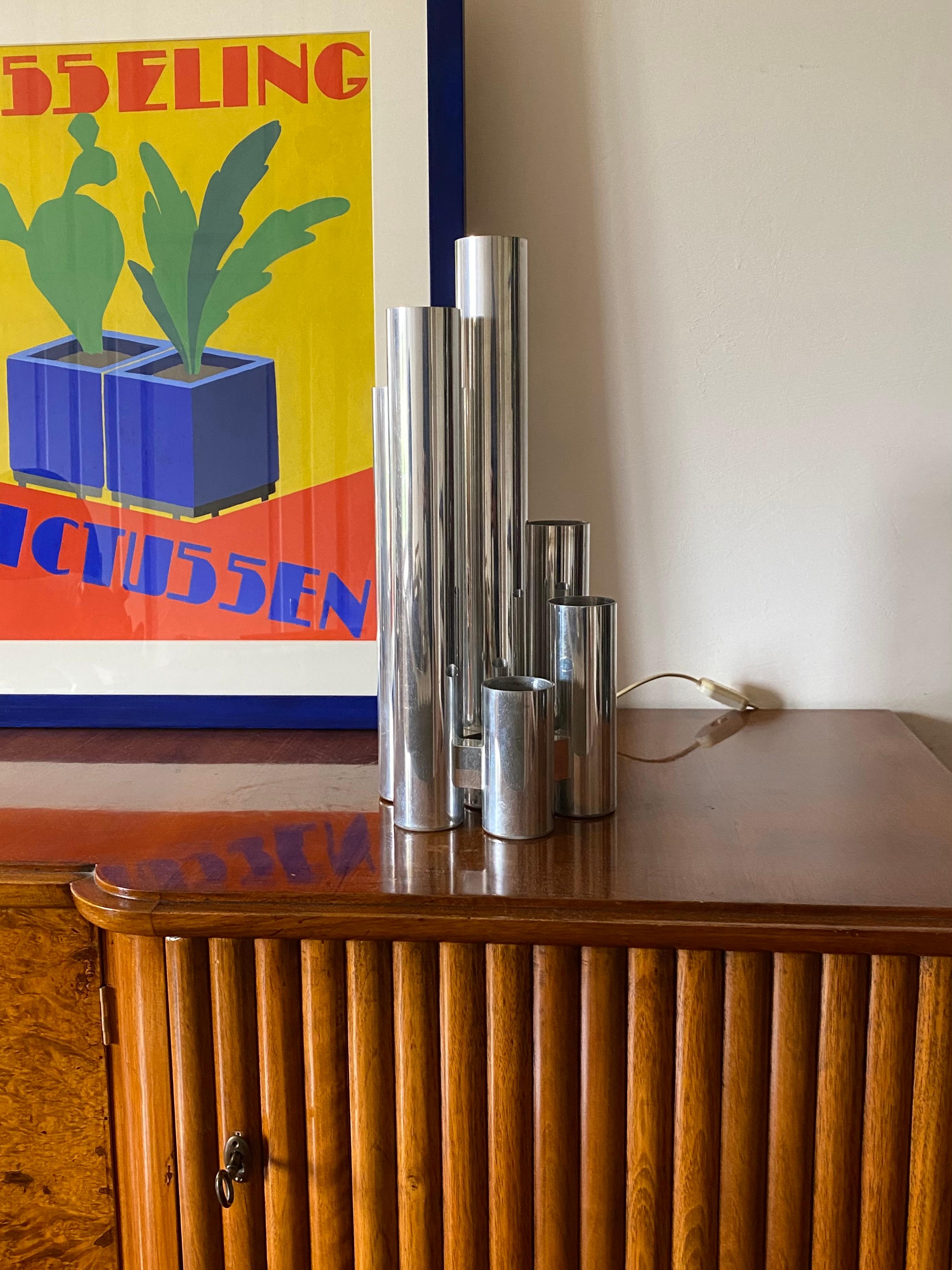 Hollywood Regency Lampe de table en métal à 6 lumières Hollywood regency, Sciolari, Italie 1970 en vente