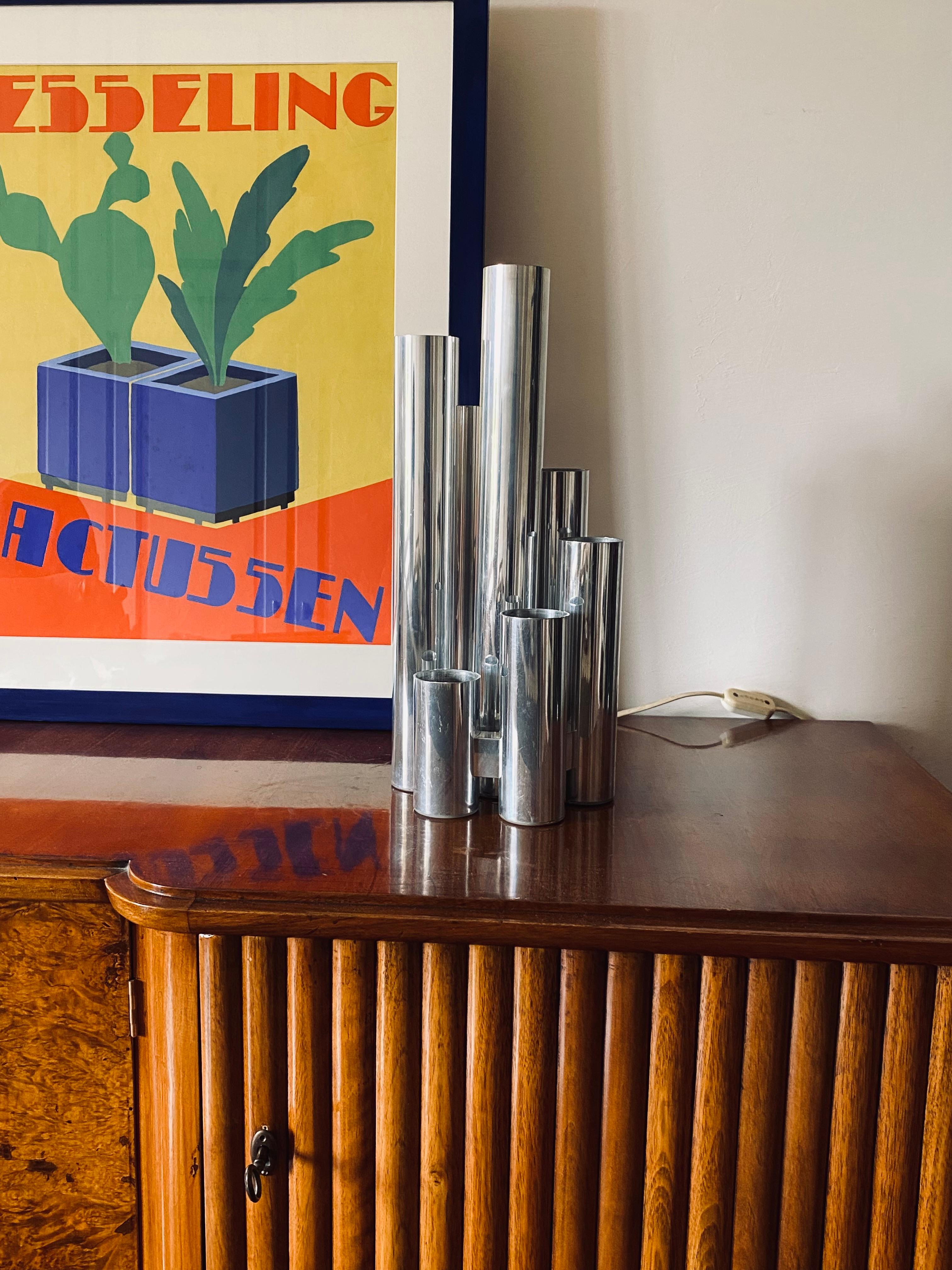 Lampe de table en métal à 6 lumières Hollywood regency, Sciolari, Italie 1970 Excellent état - En vente à Firenze, IT