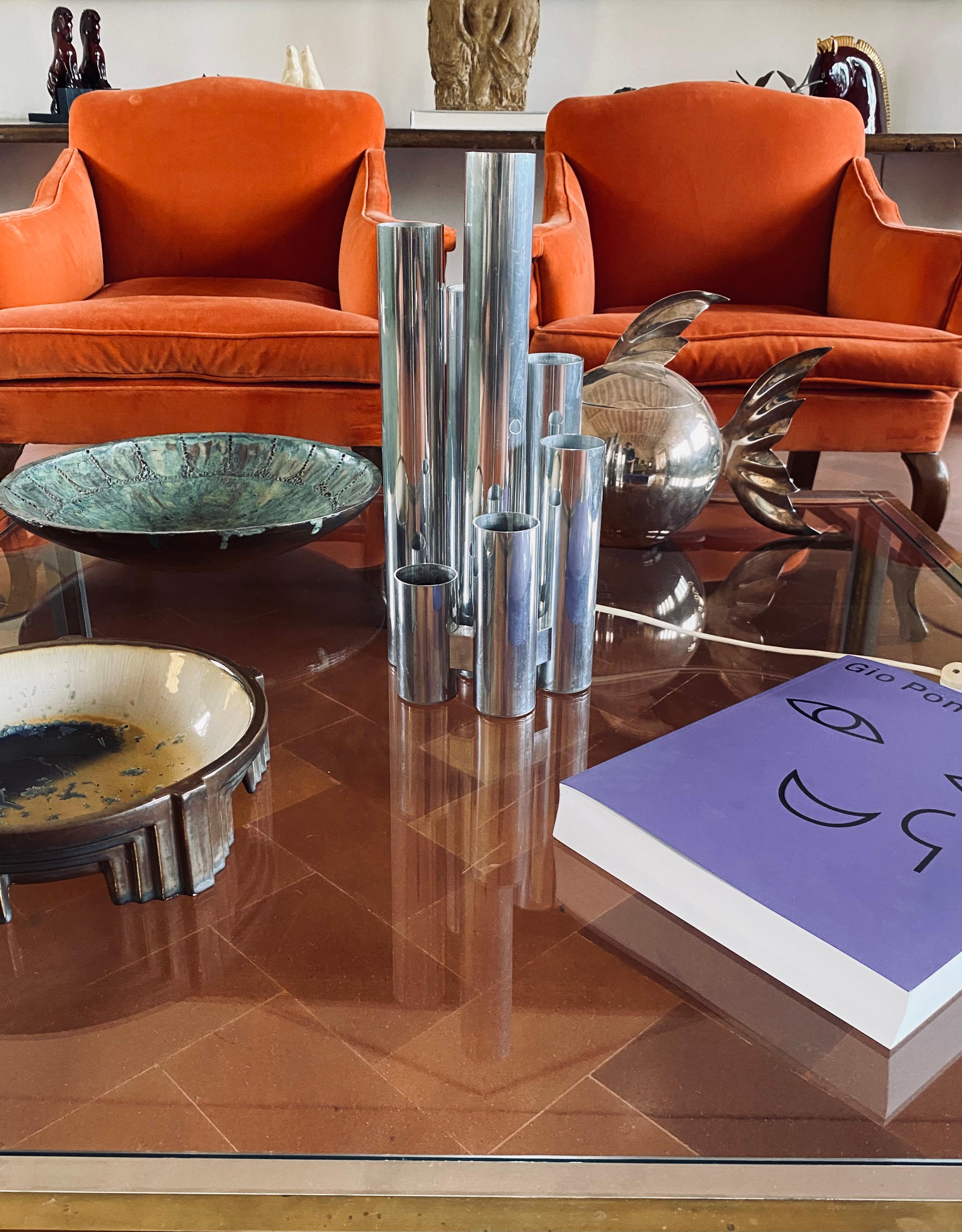 Métal Lampe de table en métal à 6 lumières Hollywood regency, Sciolari, Italie 1970 en vente