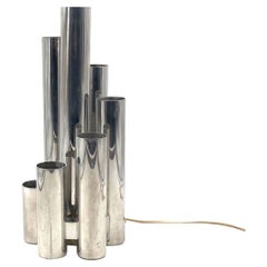 Hollywood regency 6 lights metal table lamp, Sciolari, Italy 1970s