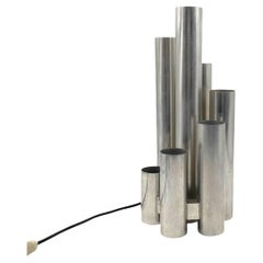 Hollywood regency 6 lights metal table lamp, Sciolari, Italy 1970s