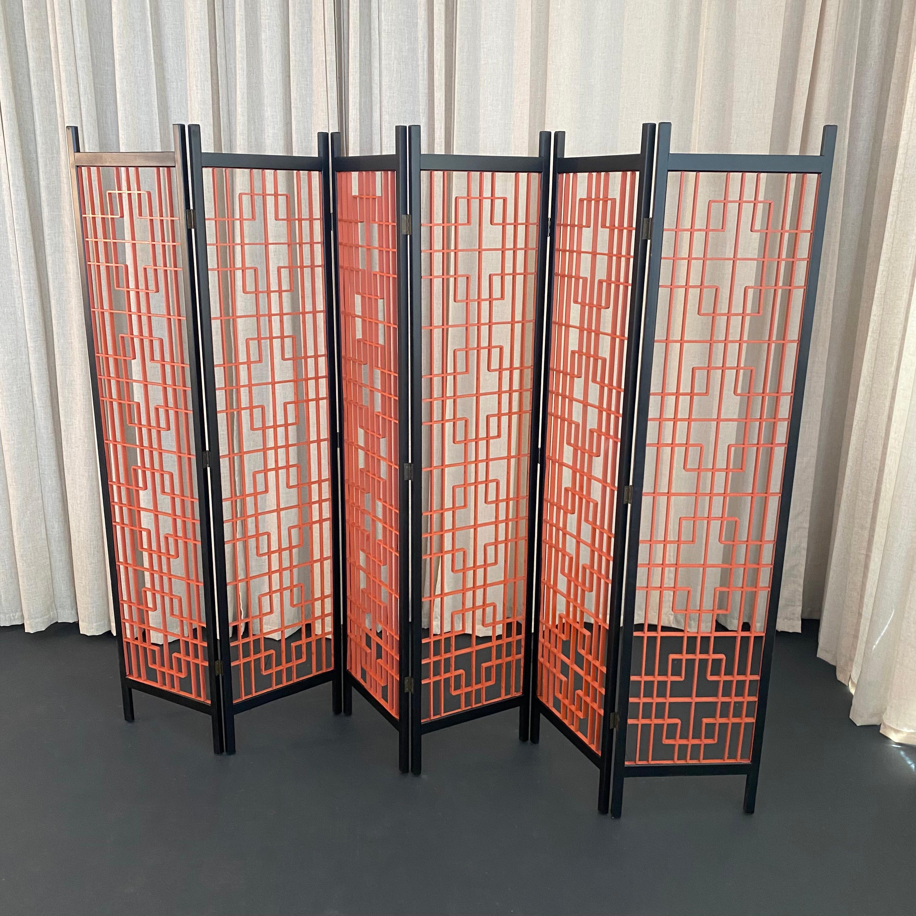 Américain Hollywood Regency 6-Panel Decorative Screen Room Divider (écran décoratif à 6 panneaux) en vente