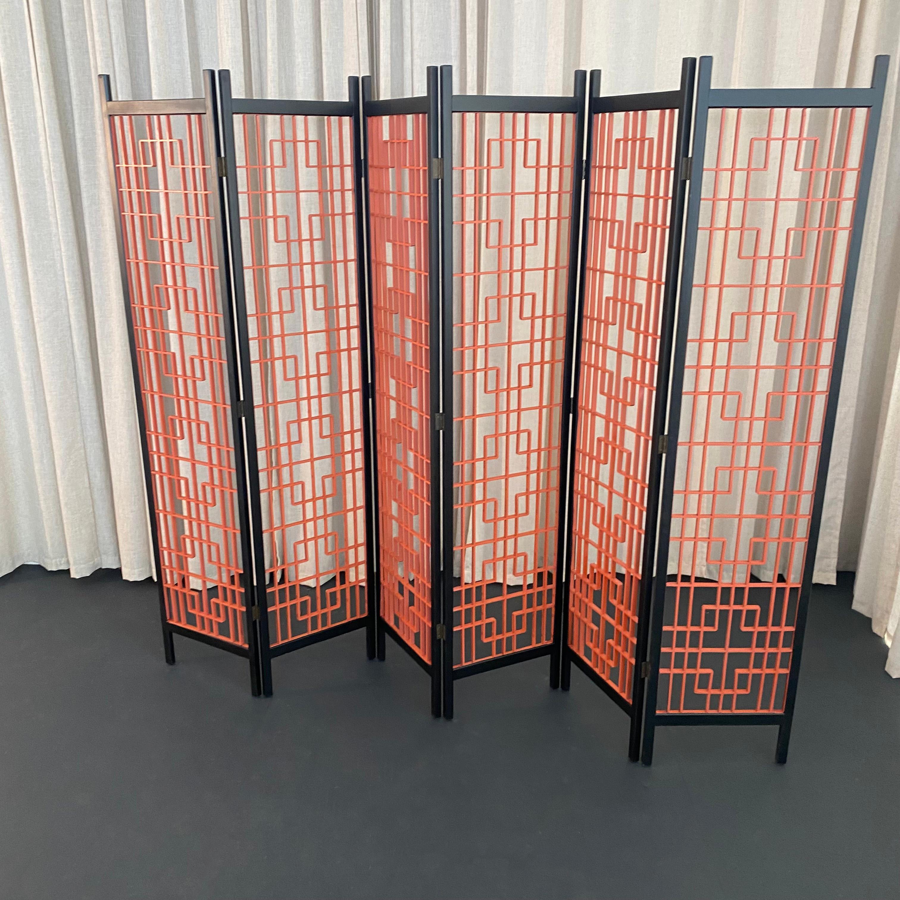 Hollywood Regency 6-Panel Decorative Screen Room Divider (écran décoratif à 6 panneaux) en vente 3