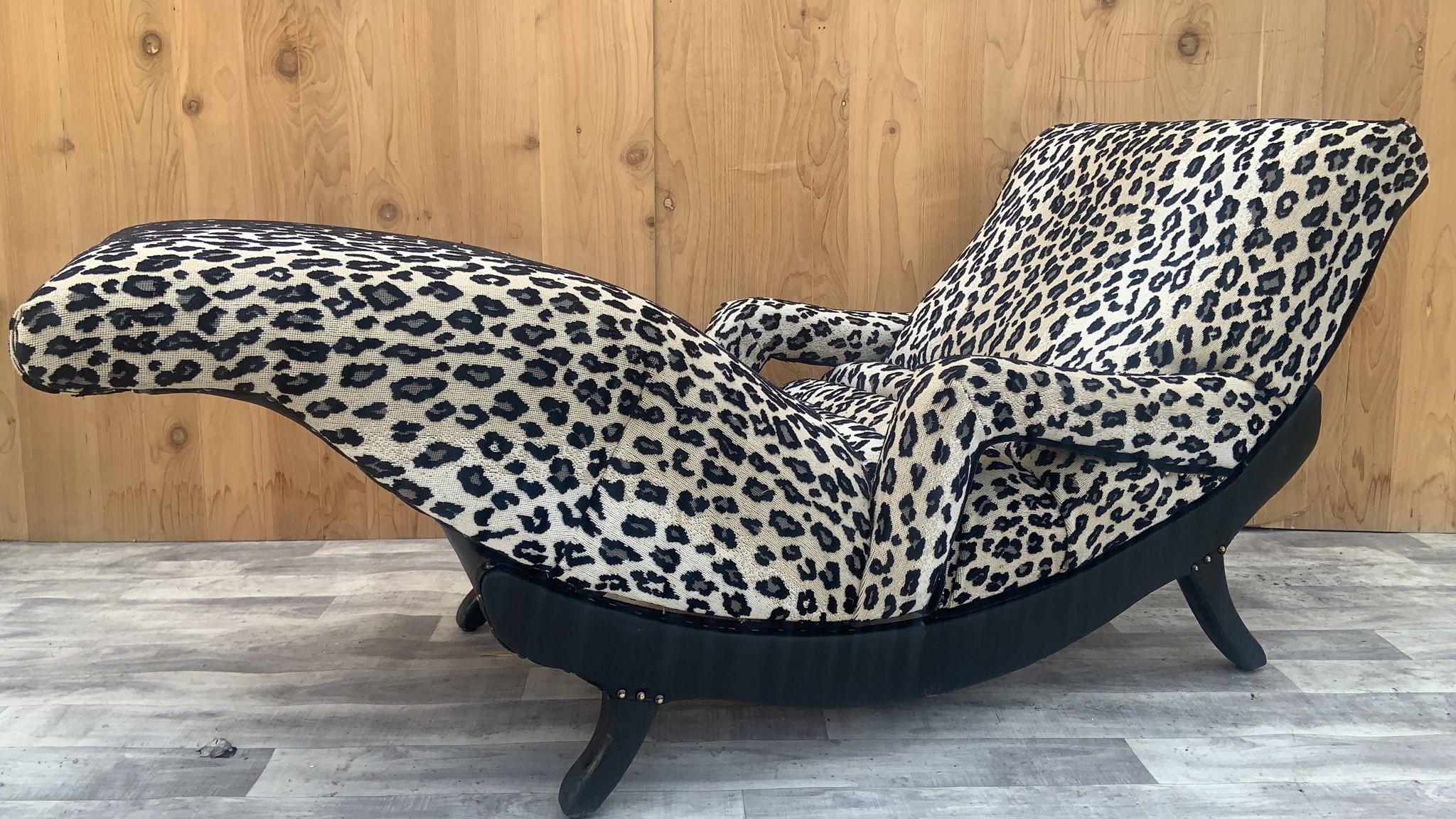 leopard print double chaise lounge