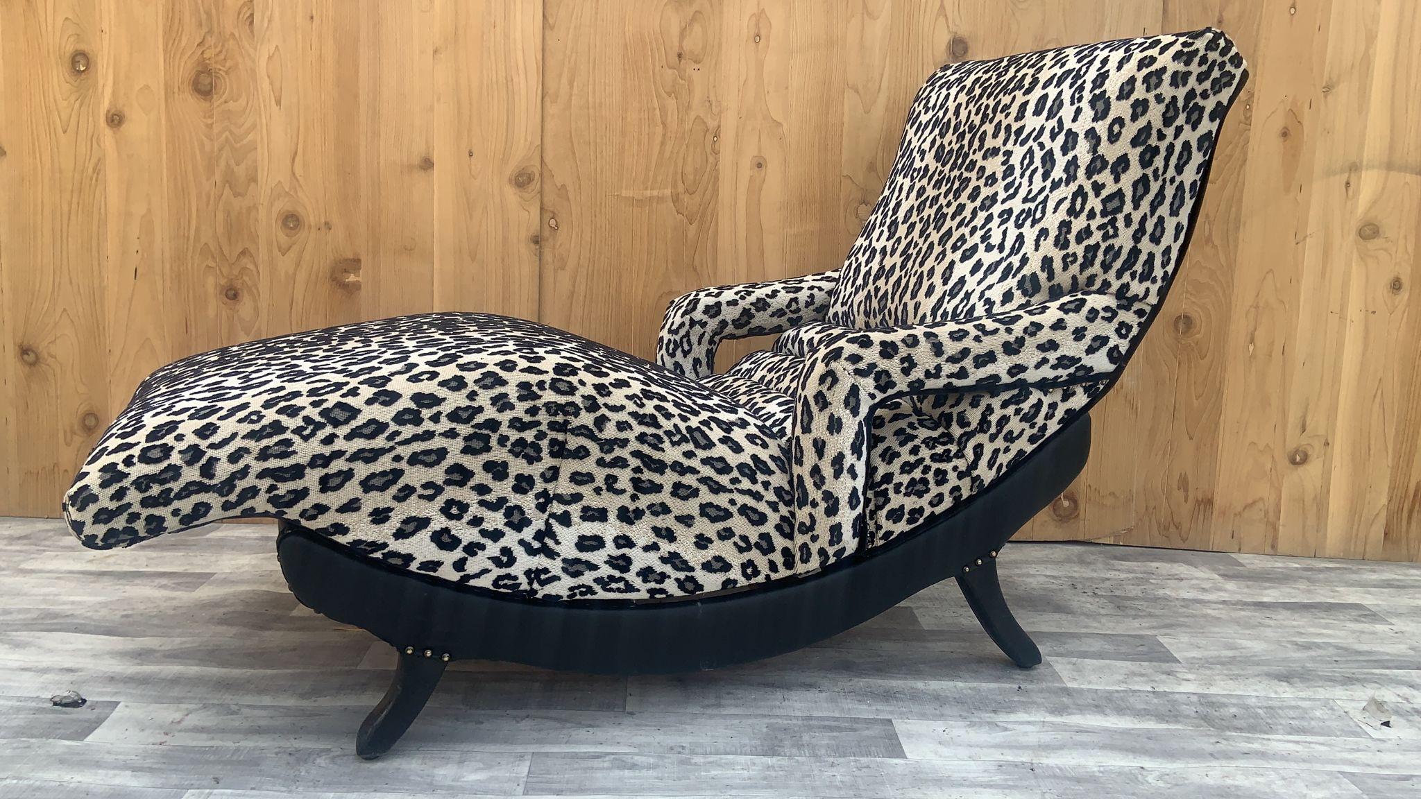 Mid-Century Modern Hollywood Regency Adjustable Contour Chaise Massage Lounge Newly Upholstered